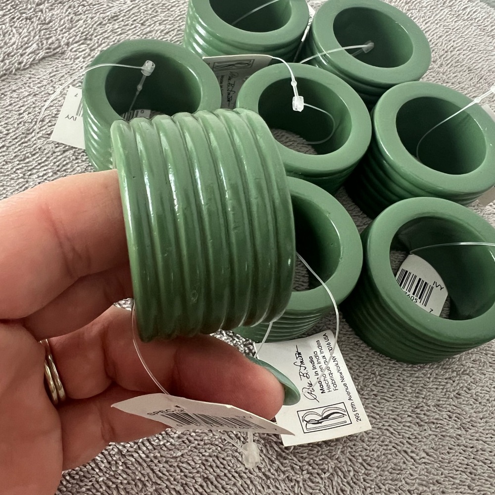 Retro Ribbed Mid Century Modern|80s|Park B Smith Wood Napkin Rings| NWT | Lot 8